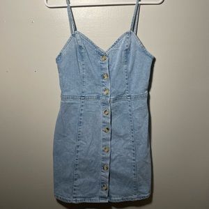 Used once Zara light blue jean strap dress